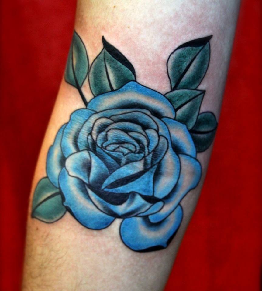 Blue Rose Tattoo On Arm