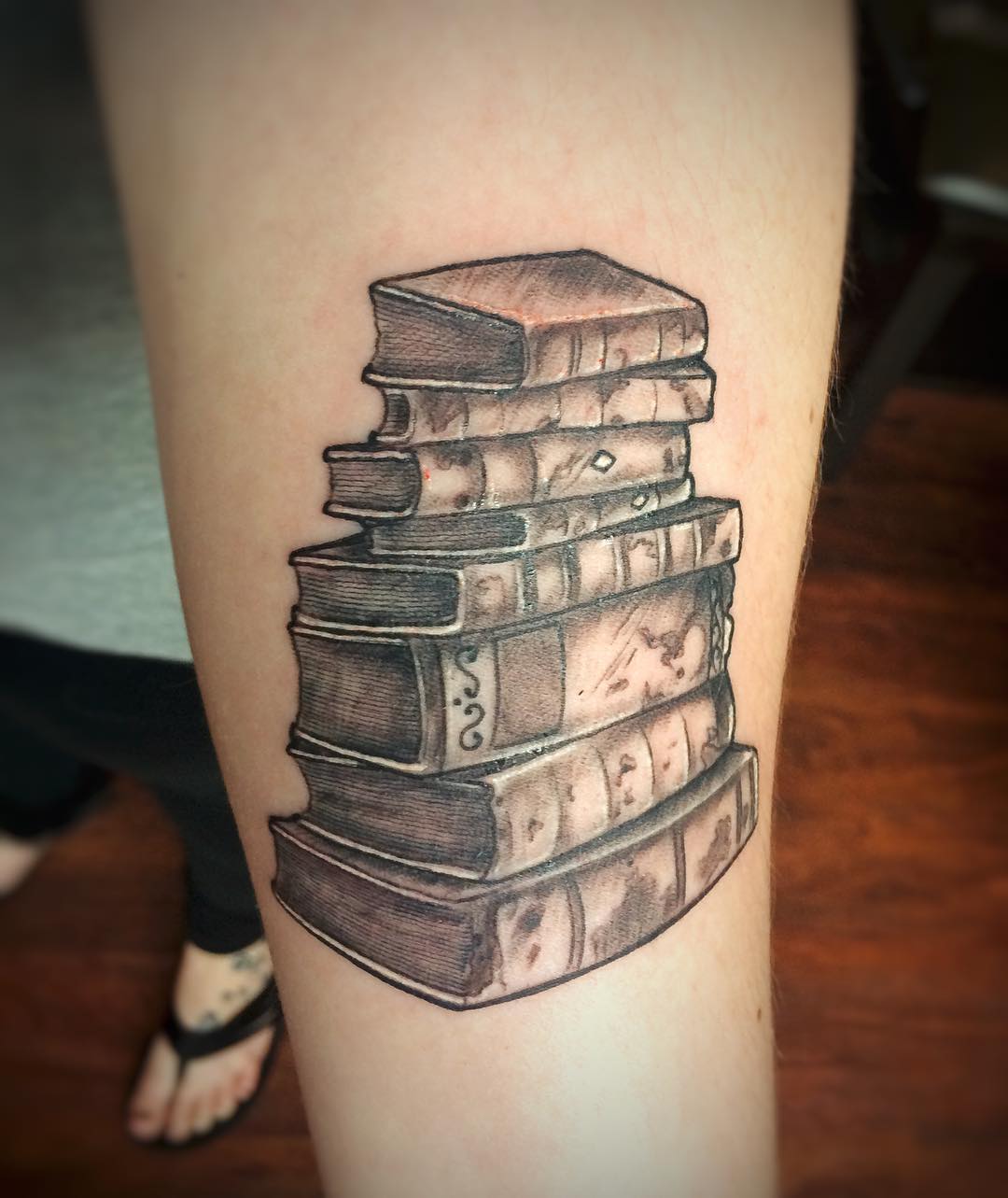 Books Inked On Leg