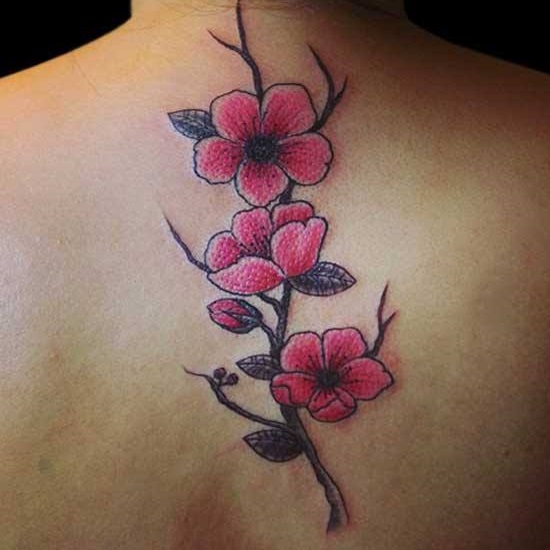 Cherry Flossom Flower Tattoo On Neck