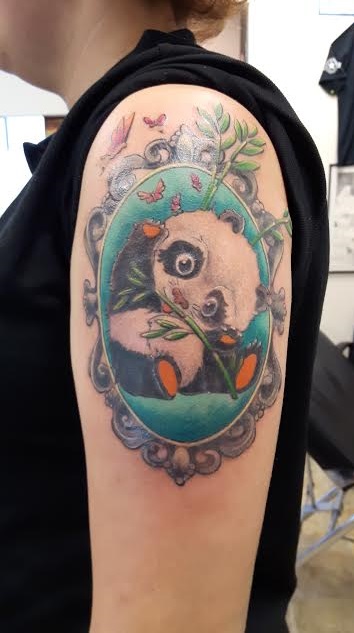 Colored Panda Bear On Arm