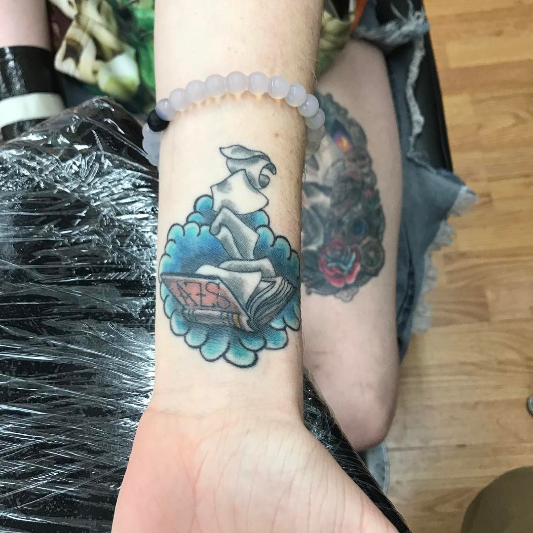Colored Traditional Book Tattoo
