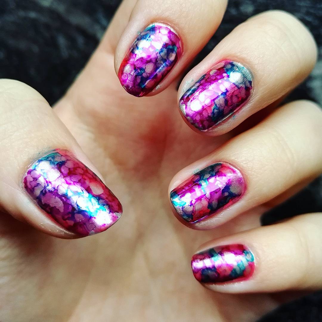 Colorful Shiny Sharpie Nails
