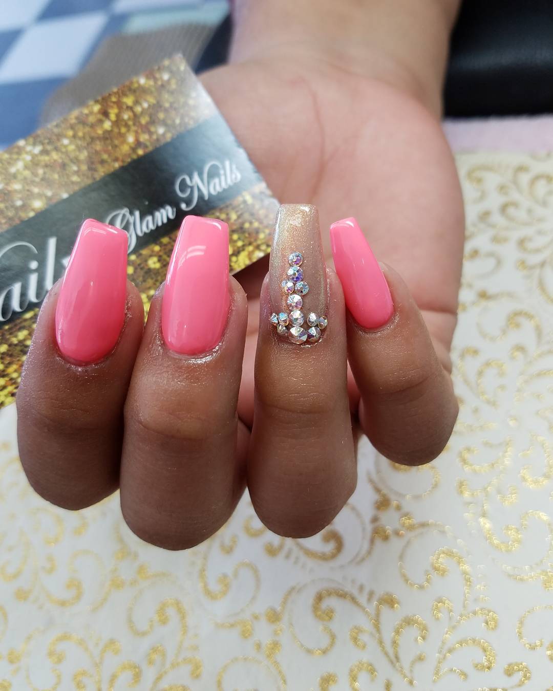 Cute Pink Coffin Nails