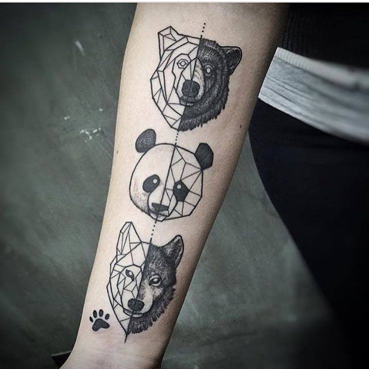 Geometric Panda Bear Tattoo On Arm