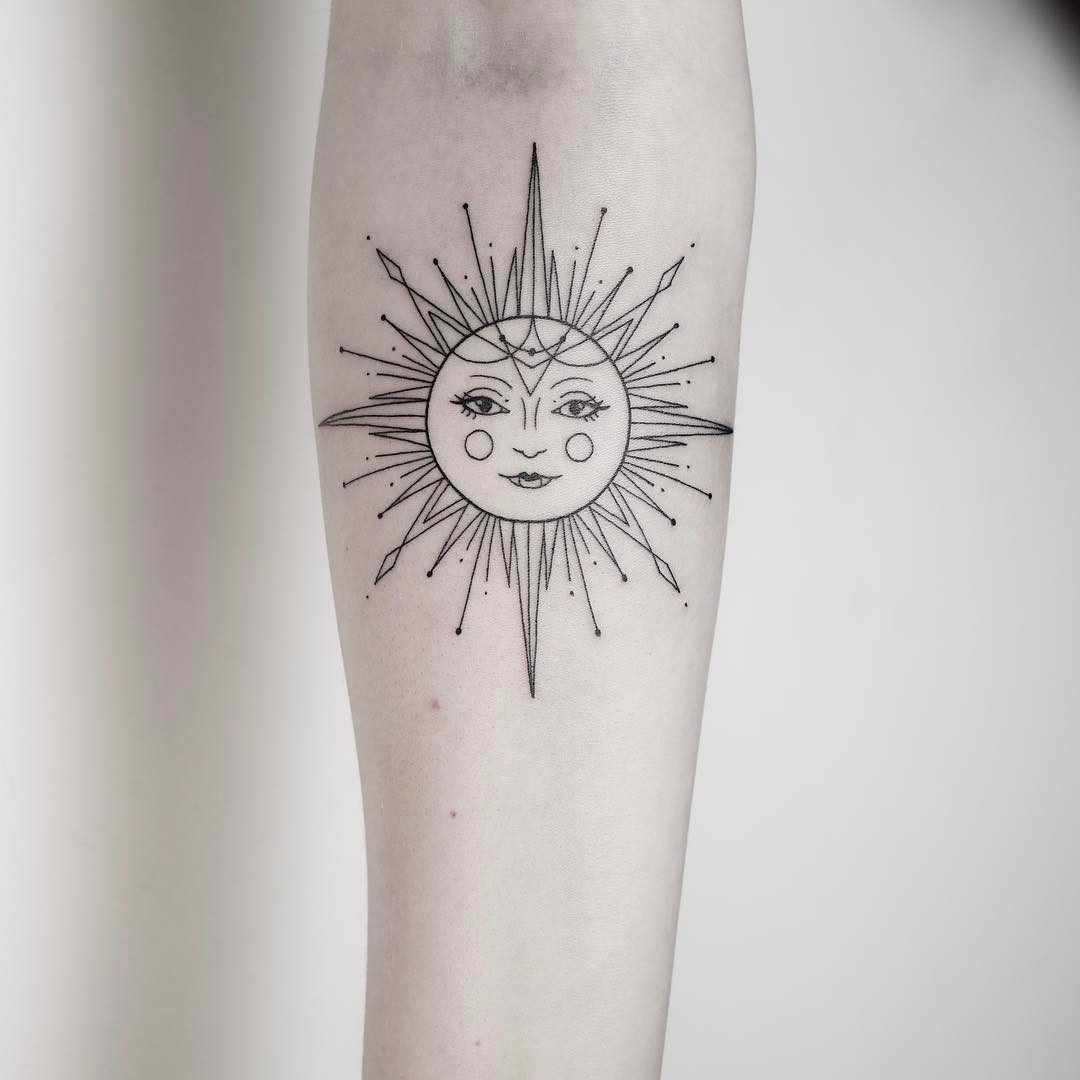 Geometric Sun Tattoo On Arm