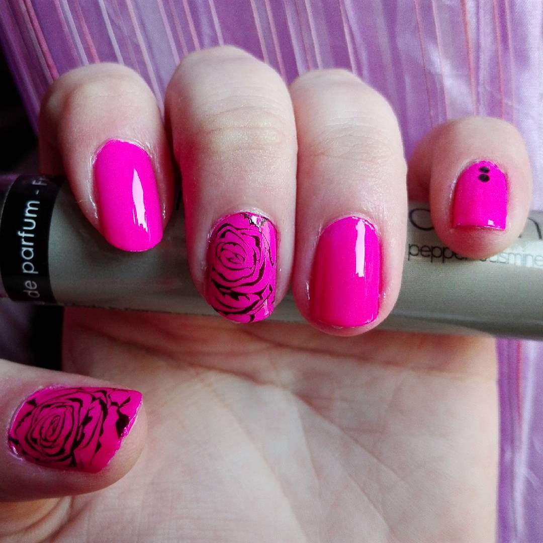 Hot Pink Stamping Nails