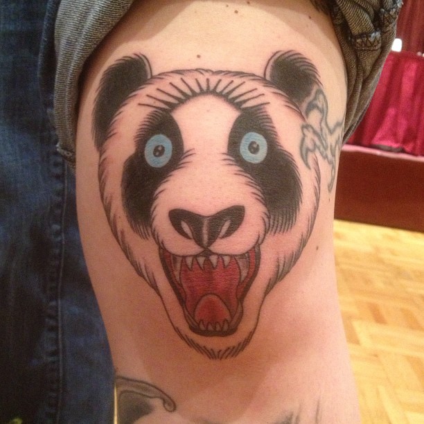 Knee Cap Panda Tattoo