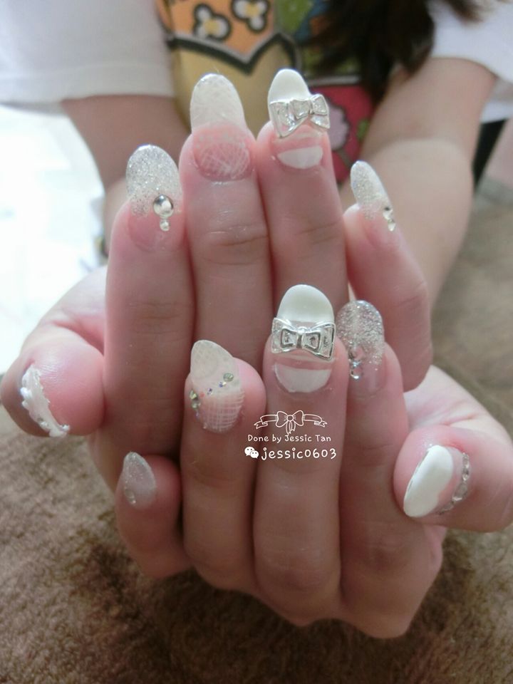 Lace + Diamond Elegant Nails