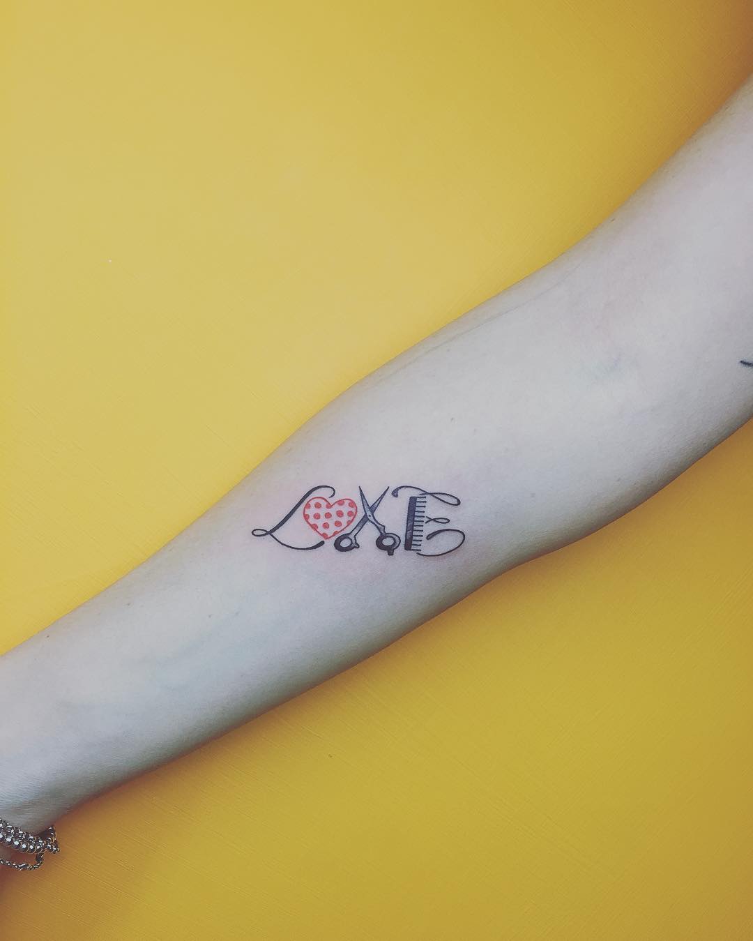 Love Micro Tattoo On Arm