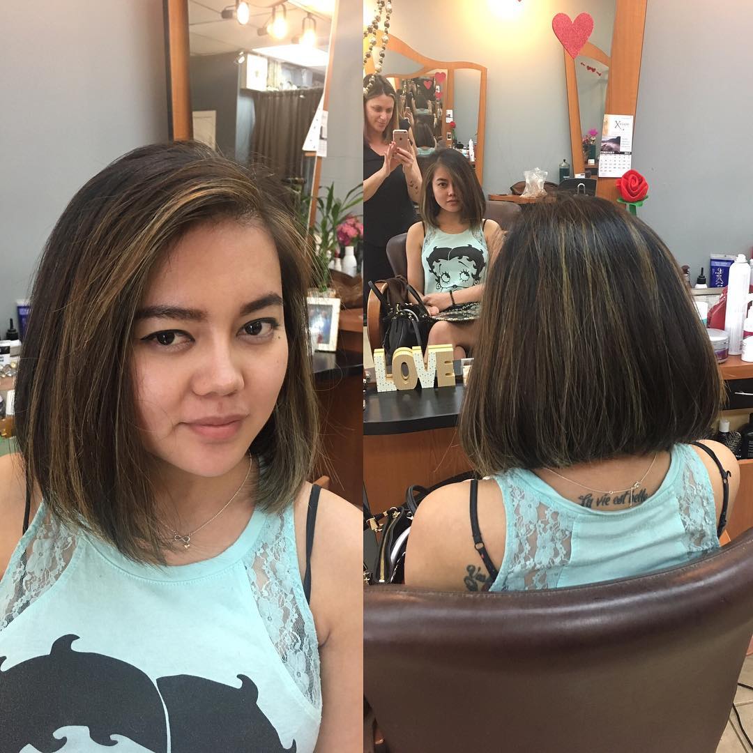 Lovely Long Bob Haircut With Some Highlights