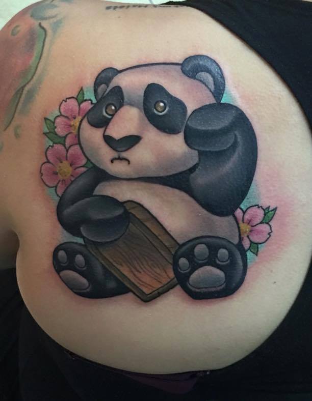 Lucky Panda Bear On Back Shoulder