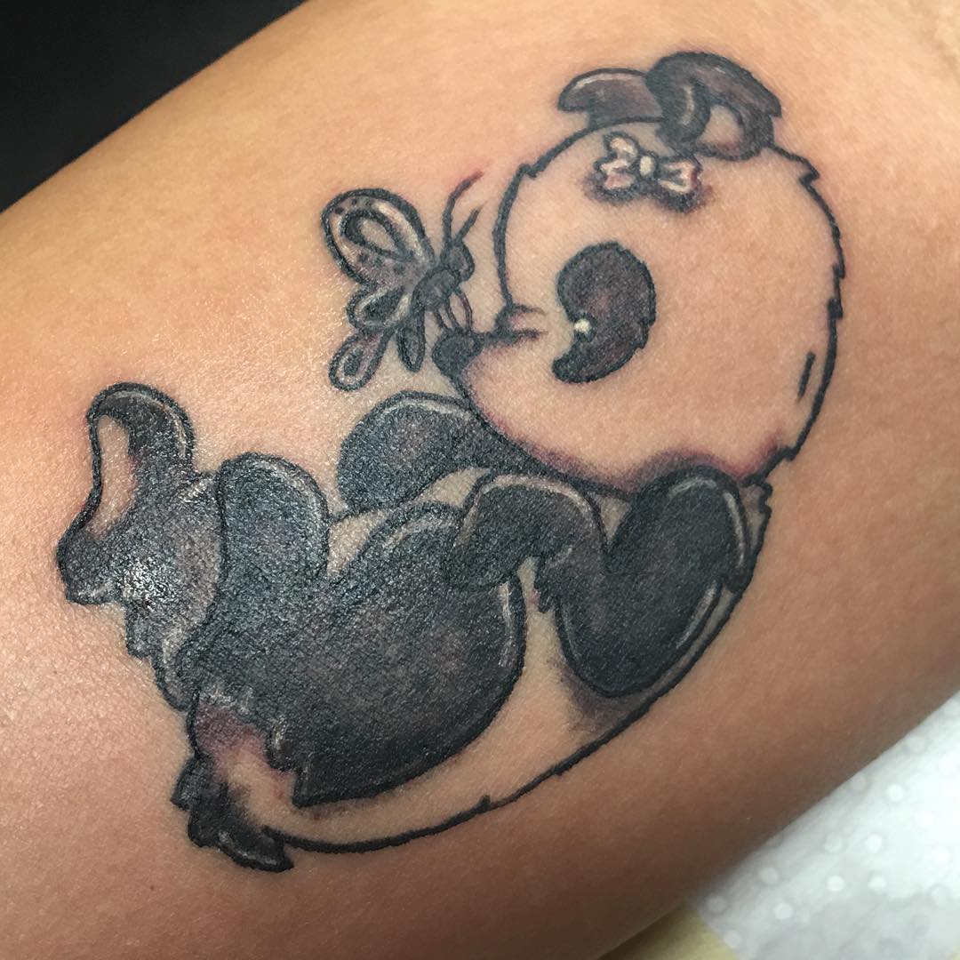 Panda And Butterfly Tattoo