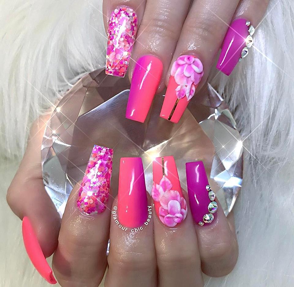 Pink Glamrous Nails