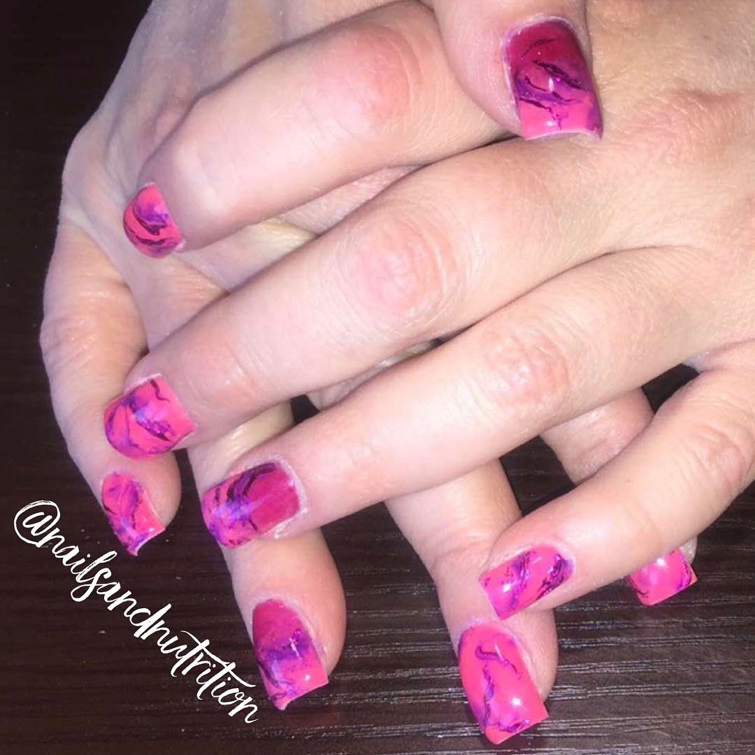 Pink Marble Square Nails