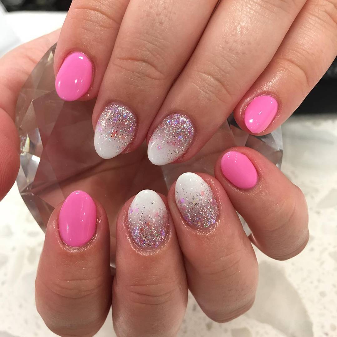 Pink On almond Nails