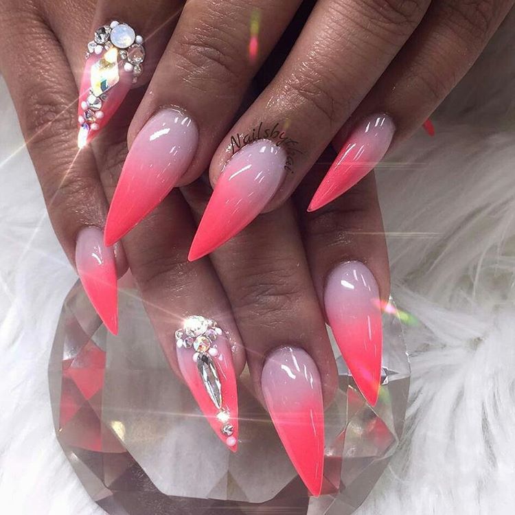 Pink Stilletoes Nails