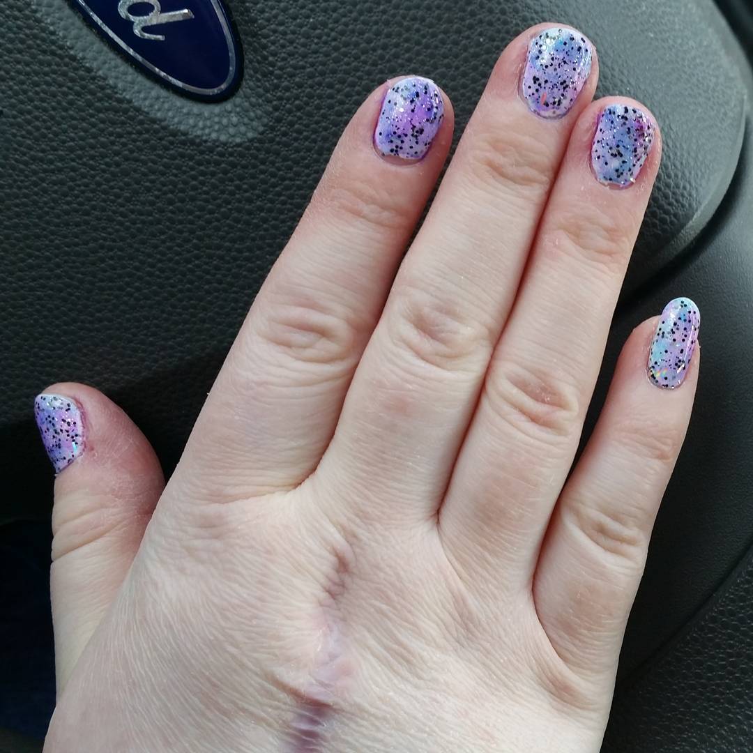 Purple Glitter Sharpie Nails