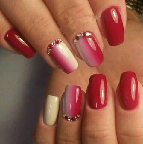 Red & White Bridal Nails