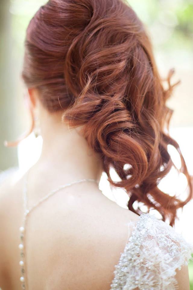 Side Swept Bridal Medium Length Hairstyle