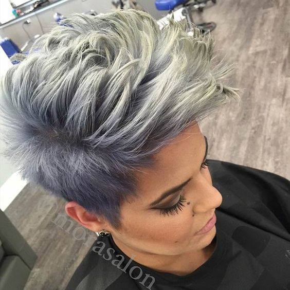 Silver Purple Pixie Haircut