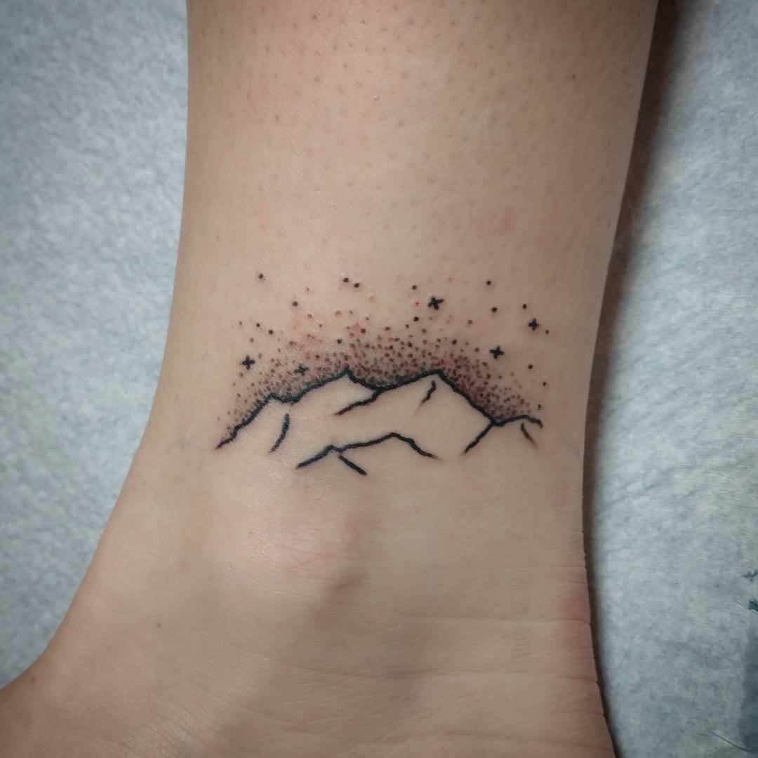 Simple Mountain Tattoo On Ankle