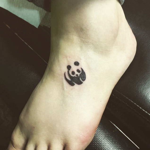 Small Panda Bear Tattoo On Foot