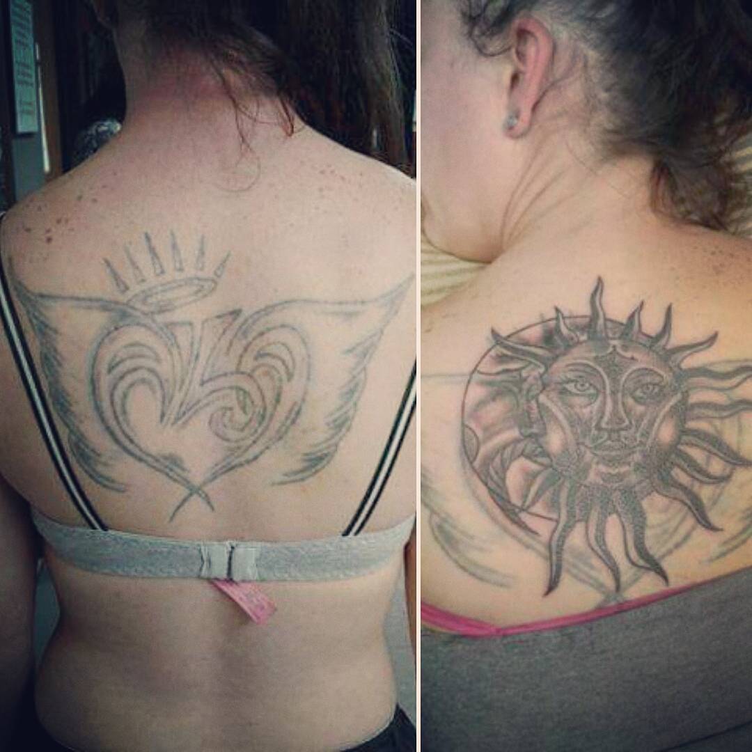 Sun Tattoo On Back