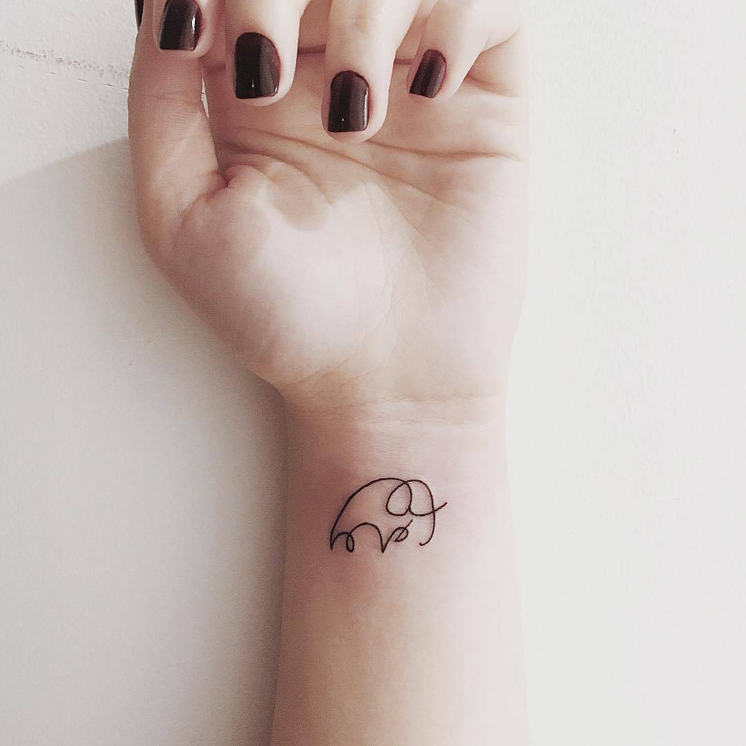 Tiny Elephant Inked On Wrist