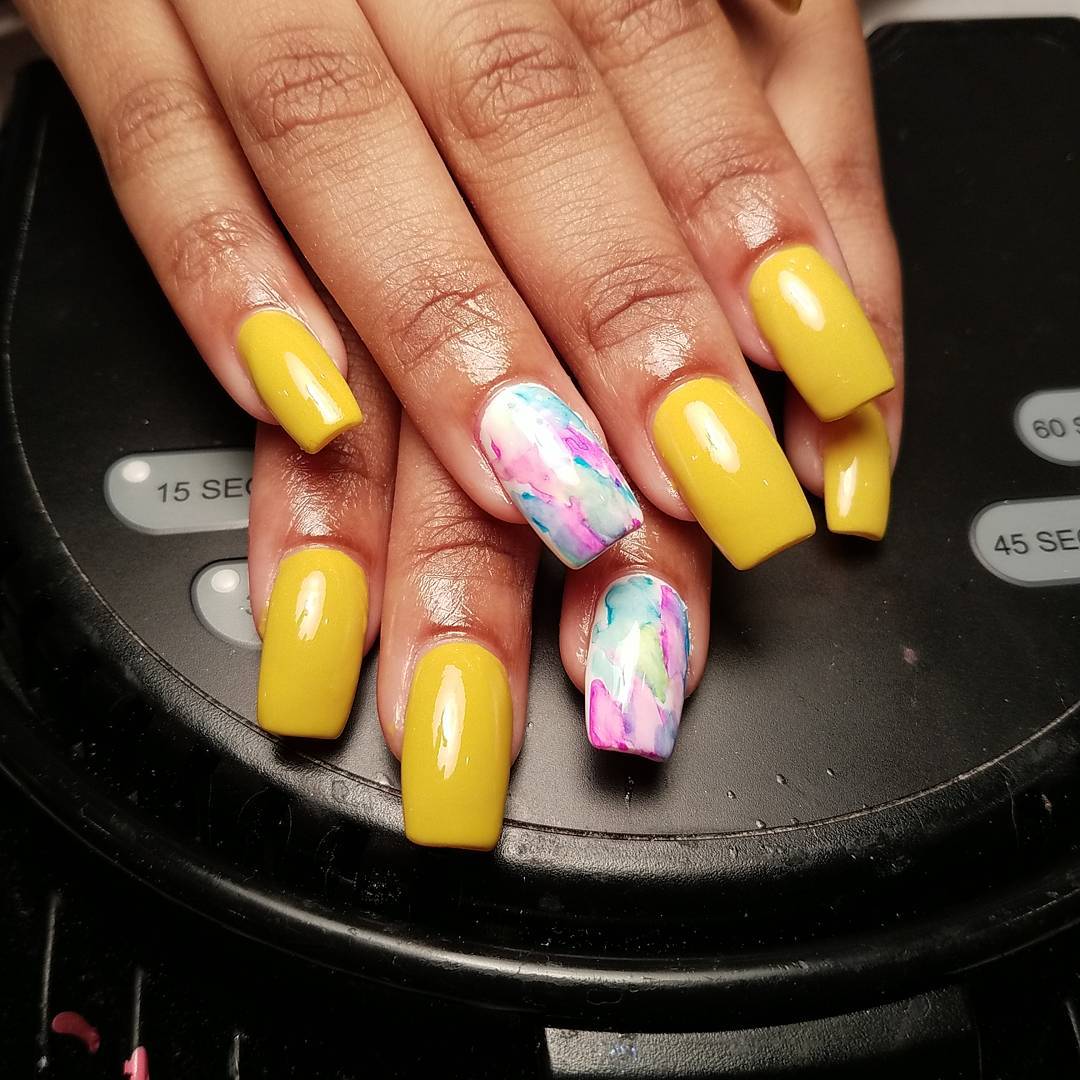 Yellow Sharpie Nails