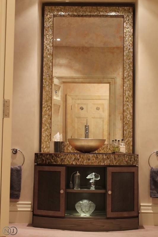 A Regal And Sophisticated Handcrafted Mother Of Pearl Shells Inlaid Mirror
