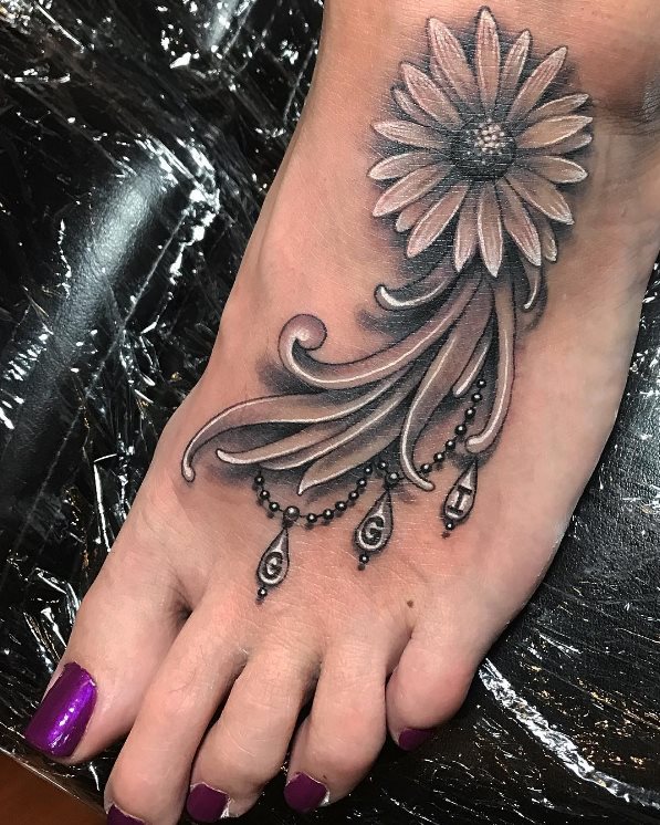 Awesome Black & Grey Flower Tattoo