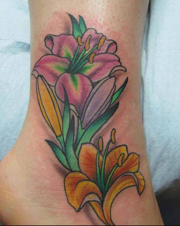 Awesome Lily Flower On Ankle