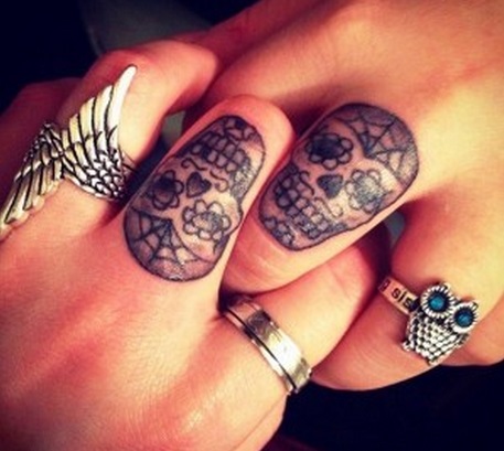 Bestie Skull Tattoo On Finger