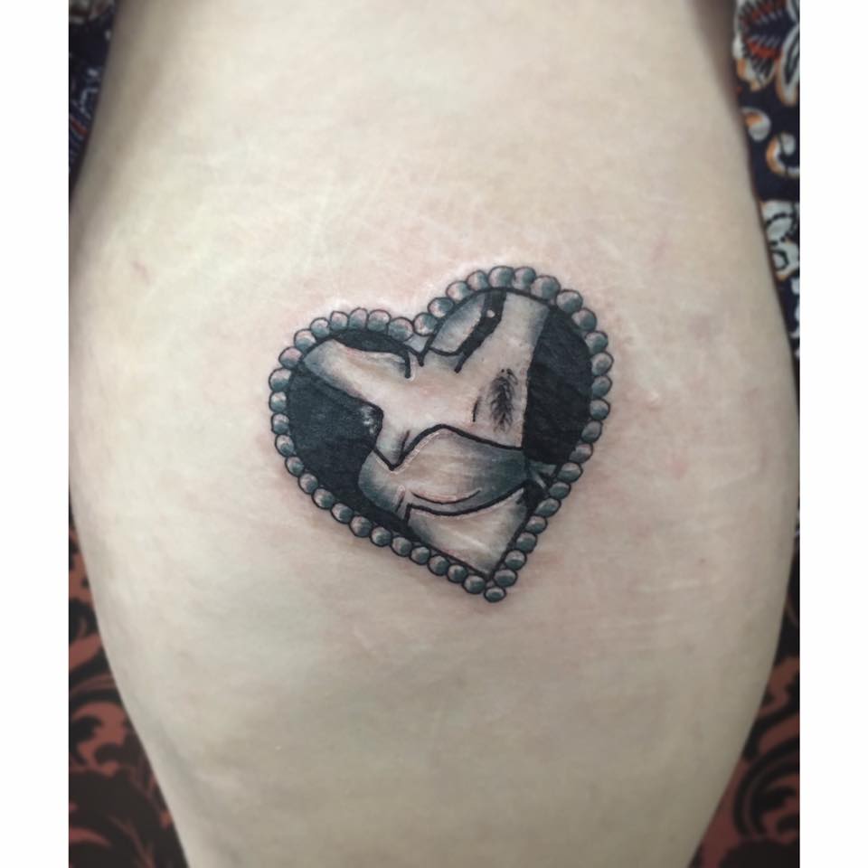 Black & Grey Heart Female Tattoo