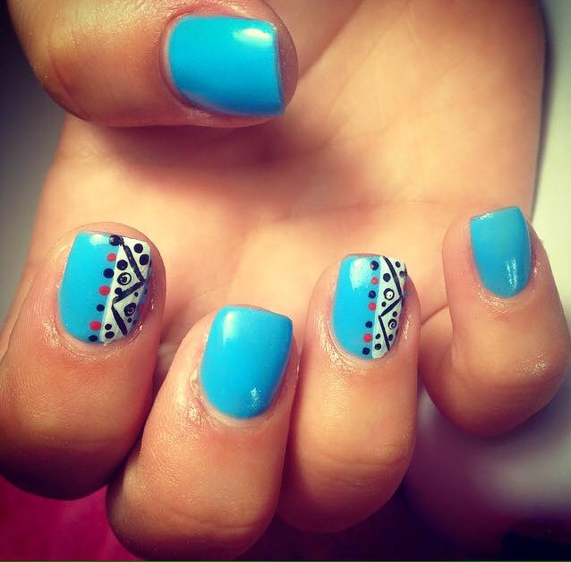 Boho Style Blue Nails