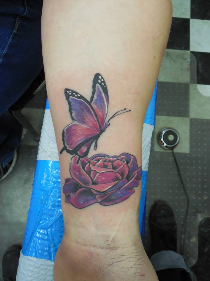 Butterfly With Rose