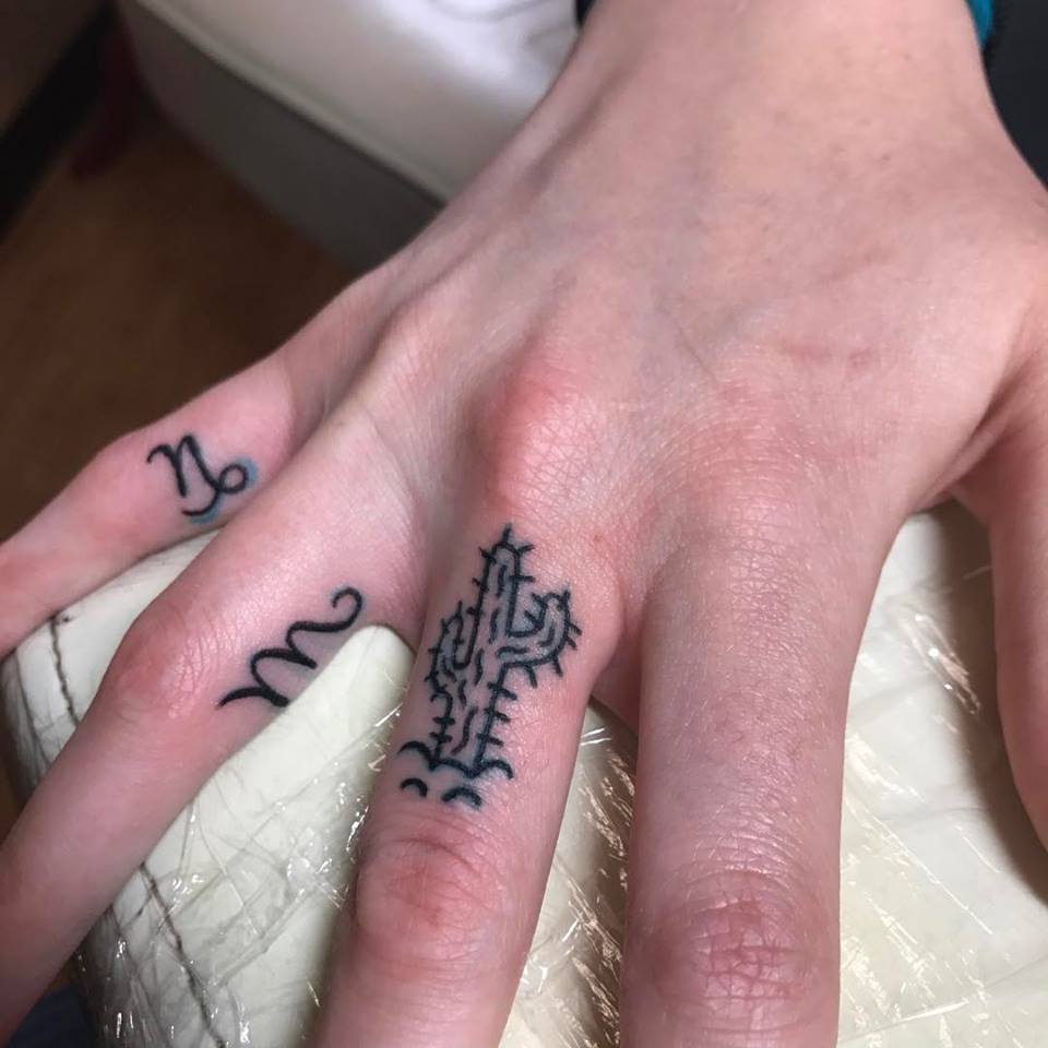 Cactus Inked On Finger