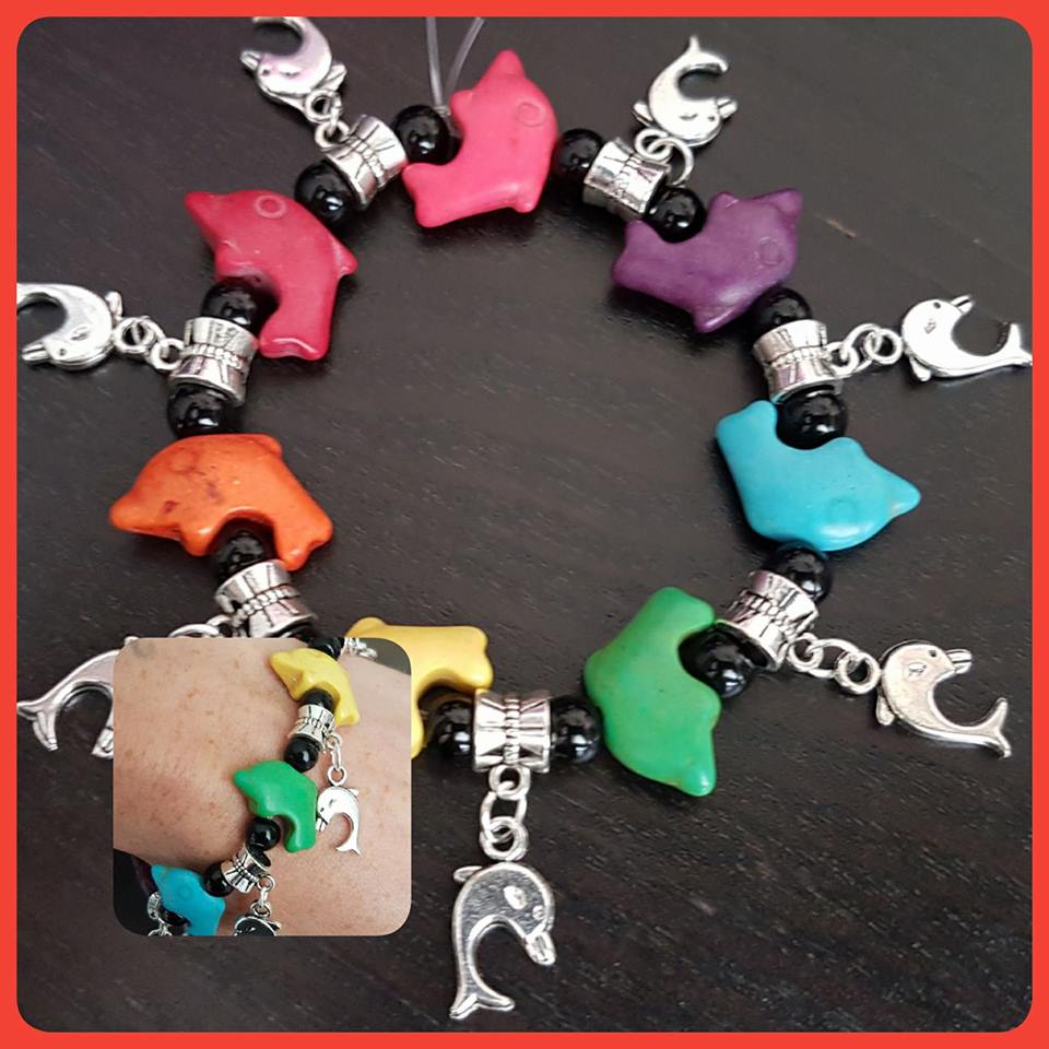 Colored Dolphin Charm Bracelet