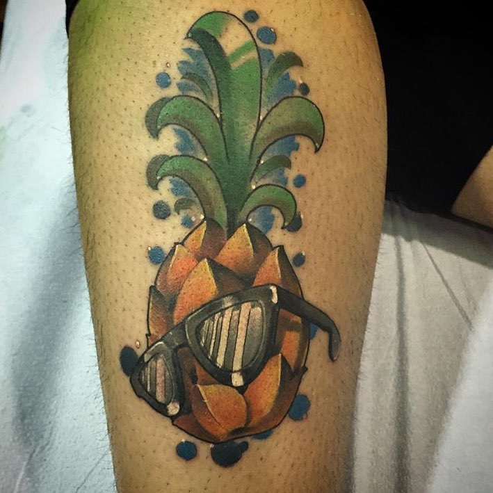 Cool Pineapple Tattoo On Thigh