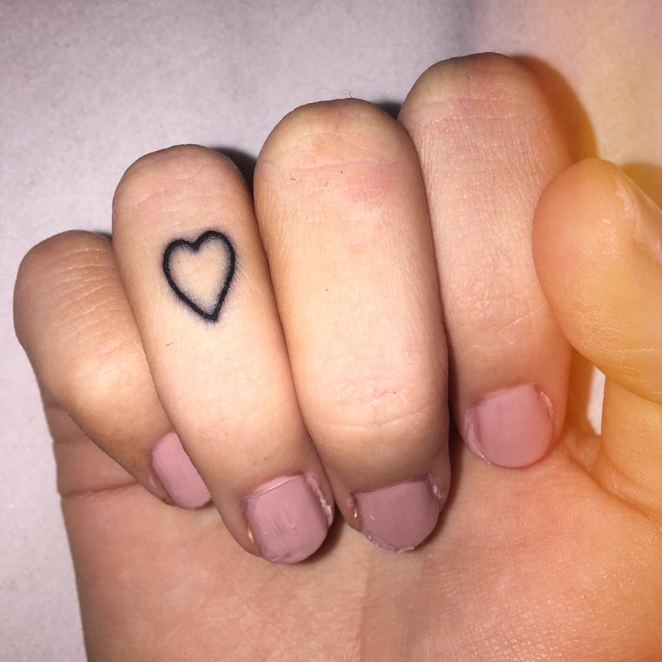 Cute Litter Heart Finger Tattoo