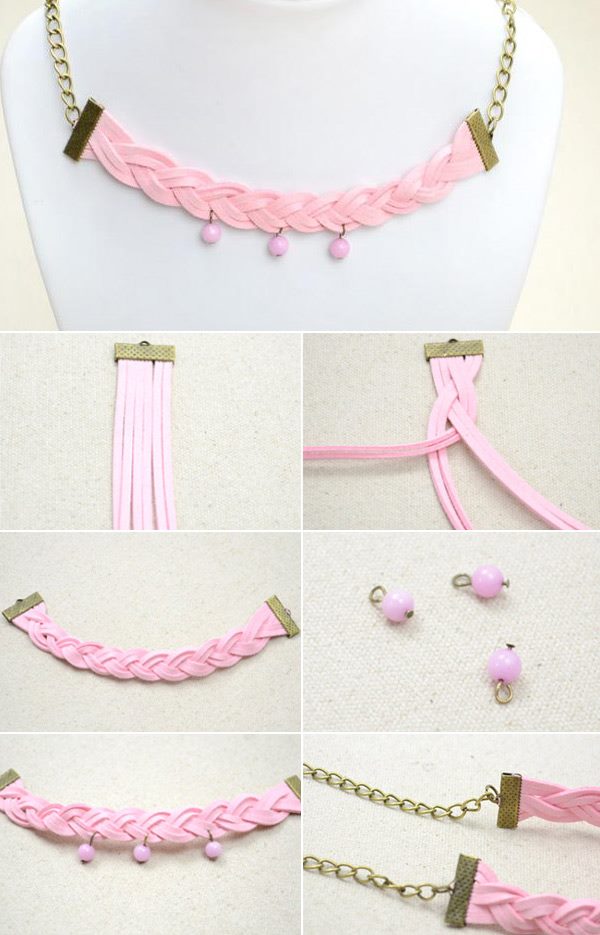 DIY Braided Pink Necklace