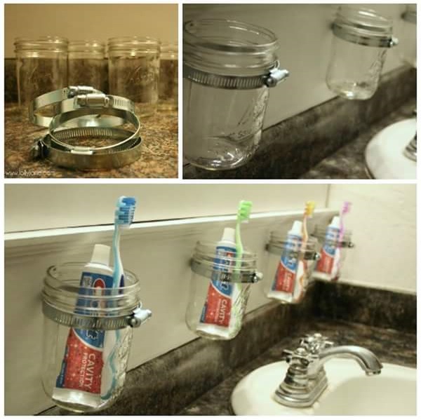 DIY Mason Jar Bathroom Storage Idea