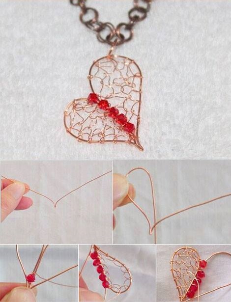 DIY Necklace Heart Design Using Copper Wire
