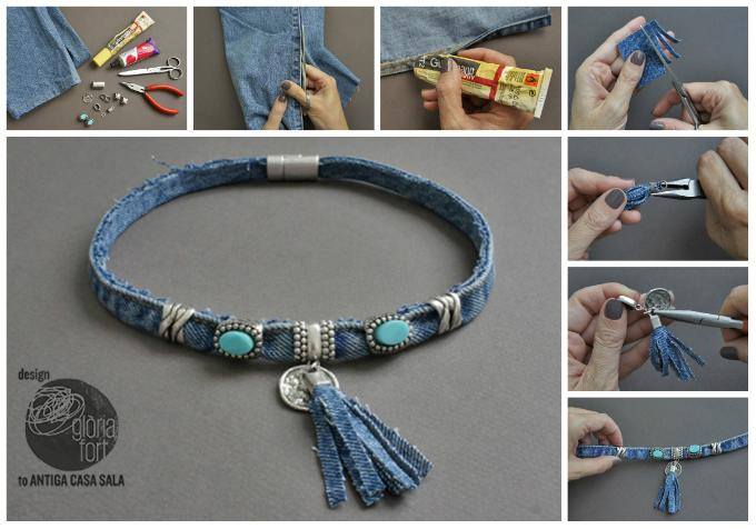 DIY Recycled Jeans As Necklace
