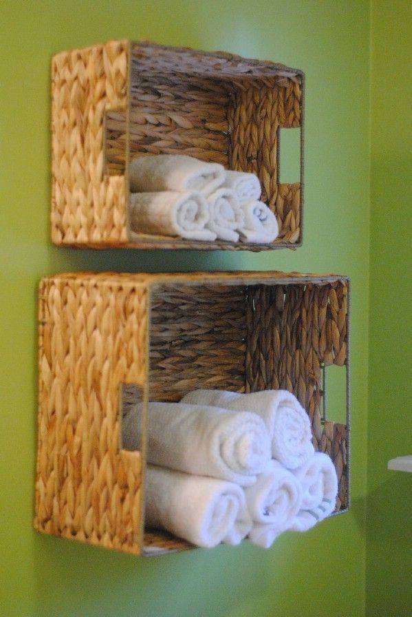 DIY Screw Baskets For Extra Towels