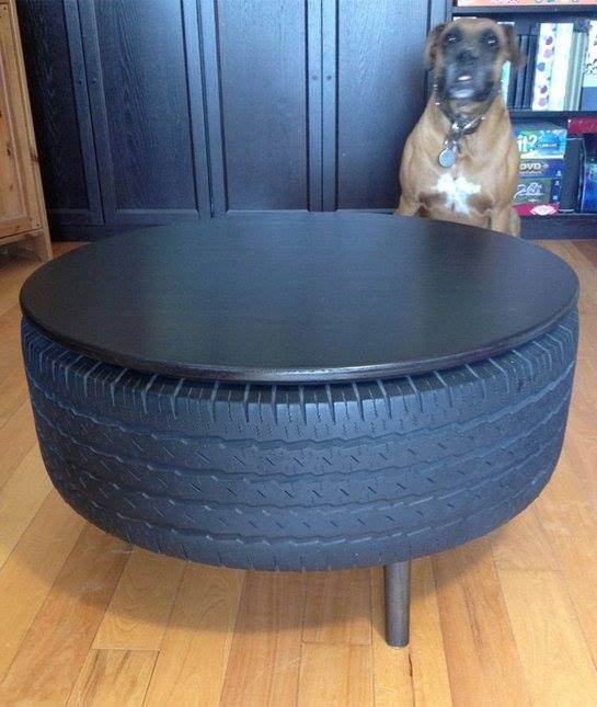 DIY Tire Coffee Table After Using Flat legs