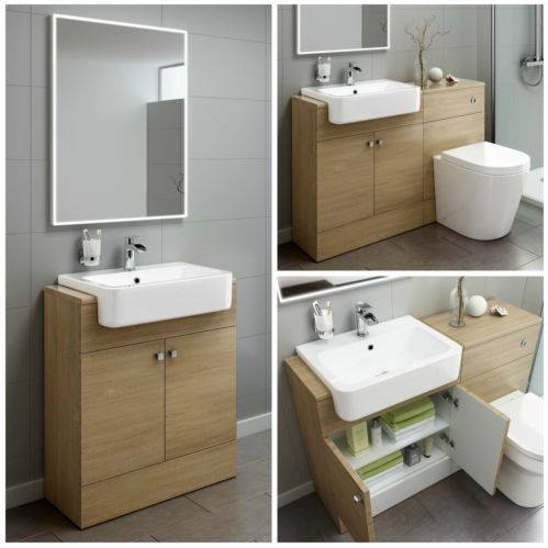 Designer Oak Effect Basin Sink Storage Cabinet