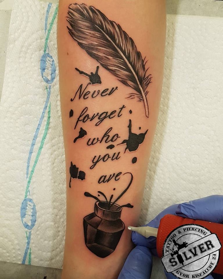 Feather With Inkpot And Quote