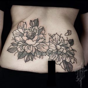 Flowers Lower Back Tattoo