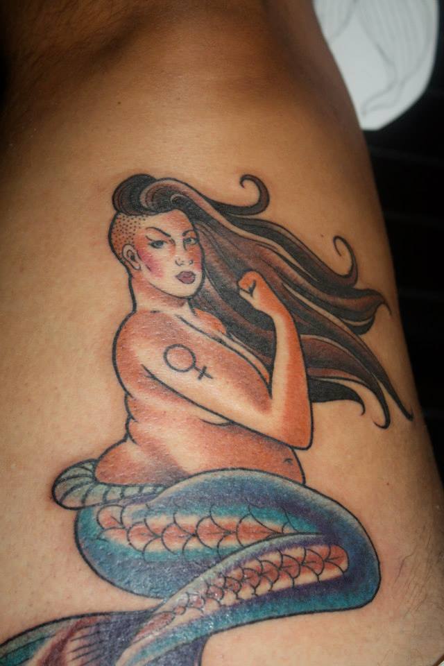 Funny Fatty Mermaid Tattoo